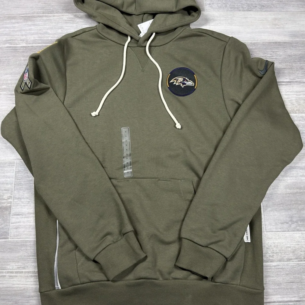 Nike Baltimore Ravens Salute to Service Olive Pullover Hoodie Men's‎ Small New